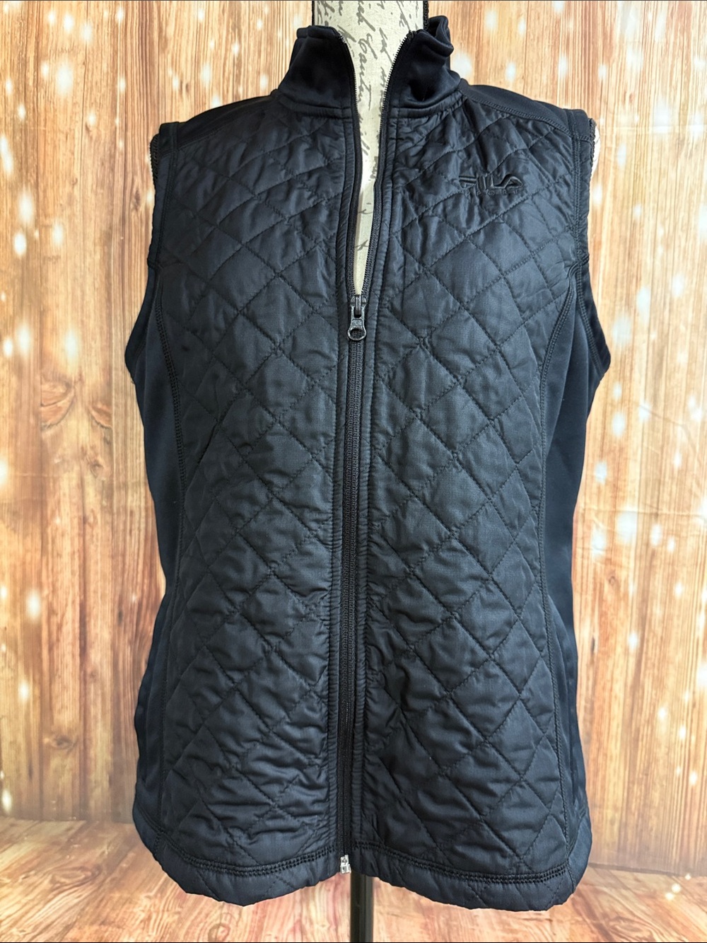 Fila Black Quilted Women's Vest with Full Zip